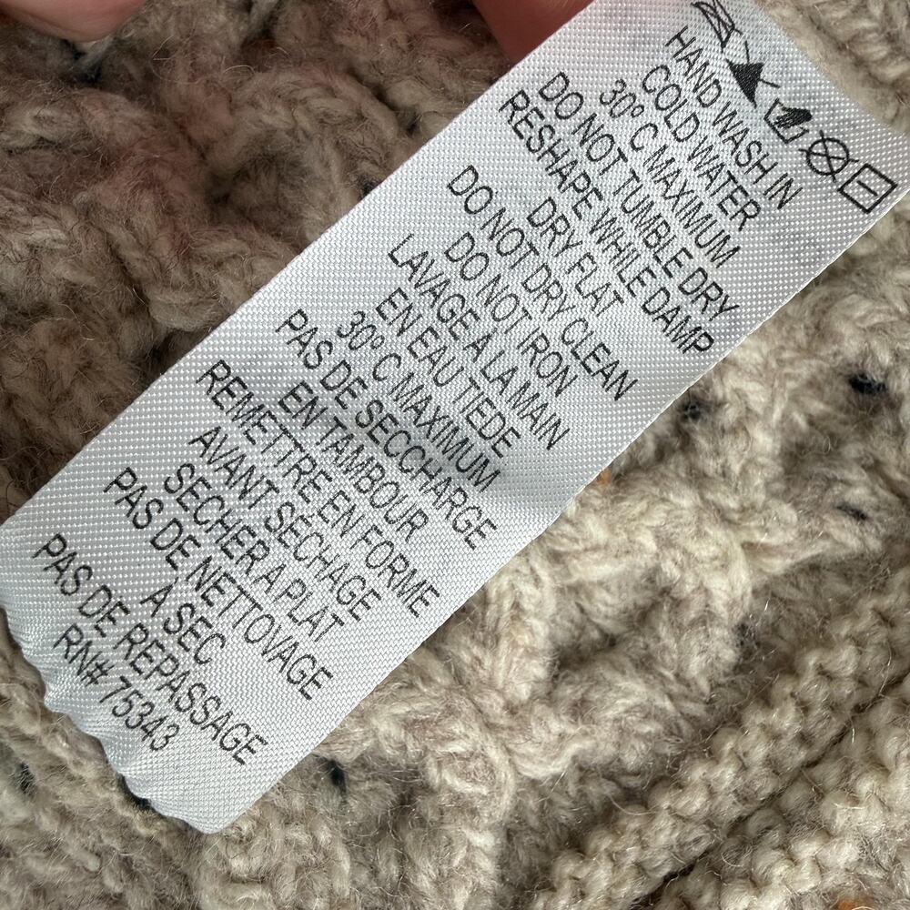 Aran Mor Sweater Womens Small Beige 100% Merino Wool Cardigan Coatigan Ireland - Picture 8 of 11